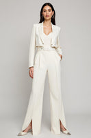 Load image into Gallery viewer, Ivory Peak Lapel Satin 2 Piece Long Sleeves Business Suits with Belt