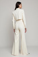 Load image into Gallery viewer, Ivory Peak Lapel Satin 2 Piece Long Sleeves Business Suits with Belt