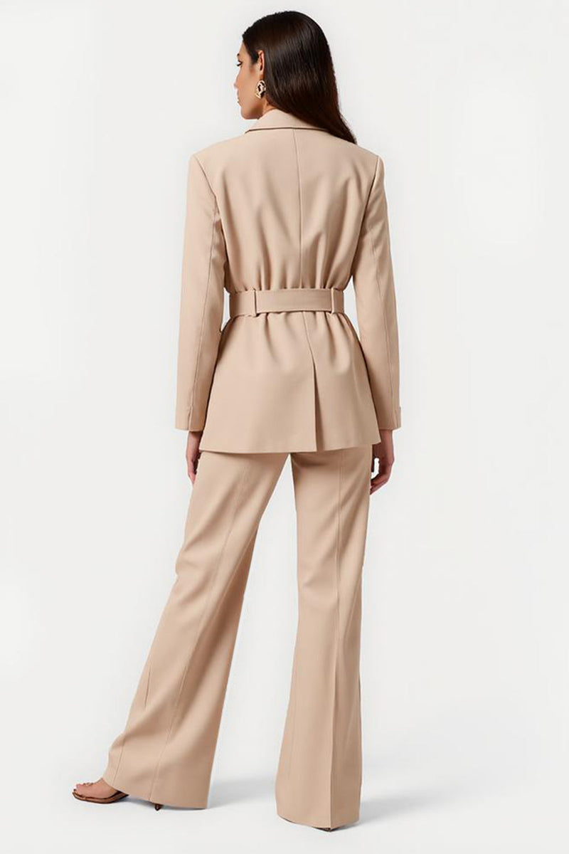Load image into Gallery viewer, Notched Lapel 2 Piece Apricot Long Sleeves Business Suits with Belt