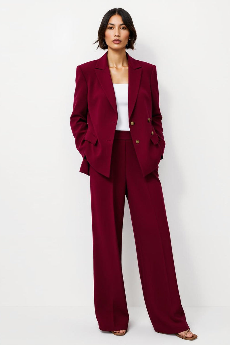 Load image into Gallery viewer, Burgundy Notched Lapel Satin 2 Piece Business Suits with Pockets
