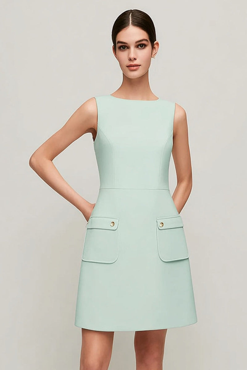 Load image into Gallery viewer, Simple Green Short A Line Pageant Interview Dress with Pockets