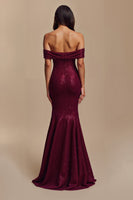 Load image into Gallery viewer, Sparkly Burgundy Mermaid Sequins Long Holiday Party Dress with 3D Flowers