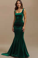 Load image into Gallery viewer, Dark Gree Mermaid  Square Neck Long Holiday Party Dress
