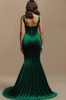 Load image into Gallery viewer, Dark Gree Mermaid  Square Neck Long Holiday Party Dress