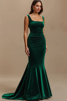 Load image into Gallery viewer, Dark Gree Mermaid  Square Neck Long Holiday Party Dress