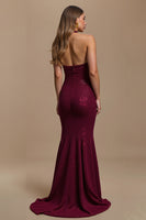 Load image into Gallery viewer, Sparkly Burgundy Mermaid SequinsHalter Long Holiday Party Dress