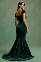 Load image into Gallery viewer, Dark Green Mermaid Square Neck Long Holiday Party Dress