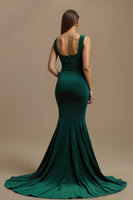 Load image into Gallery viewer, Dark Green Mermaid Ruched Long Holiday Party Dress