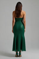 Load image into Gallery viewer, Sparkly Dark Green Sheath Sweetheart Long Holiday Party Dress
