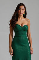 Load image into Gallery viewer, Sparkly Dark Green Sheath Sweetheart Long Holiday Party Dress