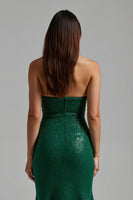 Load image into Gallery viewer, Sparkly Dark Green Sheath Sweetheart Long Holiday Party Dress