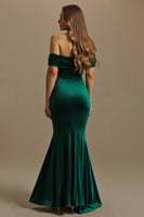 Load image into Gallery viewer, Dark Green Mermaid Off The Shoulder Long Holiday Party Dress
