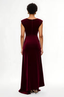Load image into Gallery viewer, Simple Burgundy Sheath Ruched Asymmetrical Holiday Party Dress
