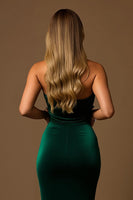 Load image into Gallery viewer, Dark Green Mermaid Tiered Strapless Long Holiday Party Dress