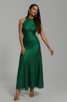 Load image into Gallery viewer, Sparkly Dark Green Sequins Sheath High Neck Long Holiday Party Dress