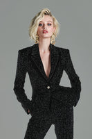 Load image into Gallery viewer, Black Tweed 2 Piece One Button Business Suits with Sleeves
