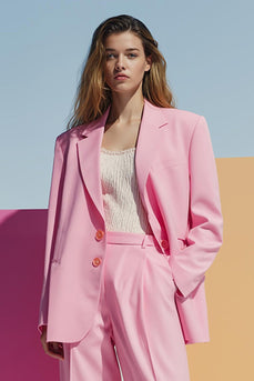 Pink 2 Piece Notched Lapel Women Prom Suits with Sleeves