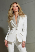 Load image into Gallery viewer, Sparkly White 2 Piece Shawl Lapel Prom Suits with Sequins