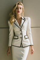 Load image into Gallery viewer, 2 Piece White Notched Lapel Pencil Midi Business Suits