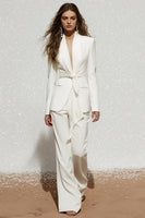 Load image into Gallery viewer, Simple 2 Piece White Long Sleeves Business Suits with Sash