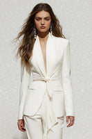 Load image into Gallery viewer, Simple 2 Piece White Long Sleeves Business Suits with Sash