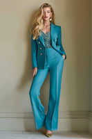 Load image into Gallery viewer, 2 Piece Blue Satin Notched Lapel Women Prom Suits with Pockets