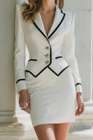Load image into Gallery viewer, 2 Piece White Pencil Notched Lapel Short Business Suits with Sleeves