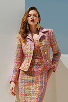 Load image into Gallery viewer, Sunset 2 Piece Tweed Pencil Notched Lapel Midi Pageant Interview Outfits with Sleeves