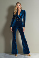 Load image into Gallery viewer, Royal Blue Velvet 2 Piece Peak Lapel Women Prom Suits with Sleeves