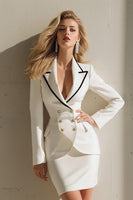 Load image into Gallery viewer, White Pencil 2 Piece Peak Lapel Short Business Suits with Sleeves