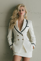 Load image into Gallery viewer, 2 Piece White Double Breasted Pencil Short Business Suits with Pockets