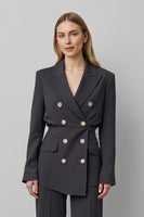 Load image into Gallery viewer, 2 Piece Dark Grey Double Breasted Peak Lapel Business Suits