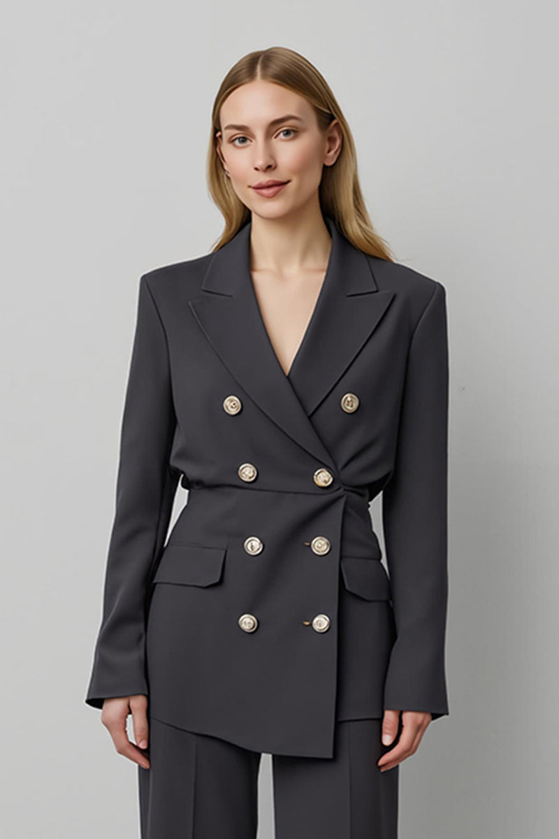 Load image into Gallery viewer, 2 Piece Dark Grey Double Breasted Peak Lapel Business Suits