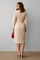 Load image into Gallery viewer, Champagne Notched Lapel Pencil Midi Blazer Dress with Belt
