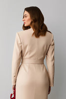 Load image into Gallery viewer, Champagne Notched Lapel Pencil Midi Blazer Dress with Belt