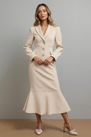 Load image into Gallery viewer, Champagne Single Breasted Mermaid Satin Long Blazer Dress