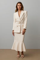 Load image into Gallery viewer, Champagne Satin Notched Lapel 2 Piece Business Suits with Belt