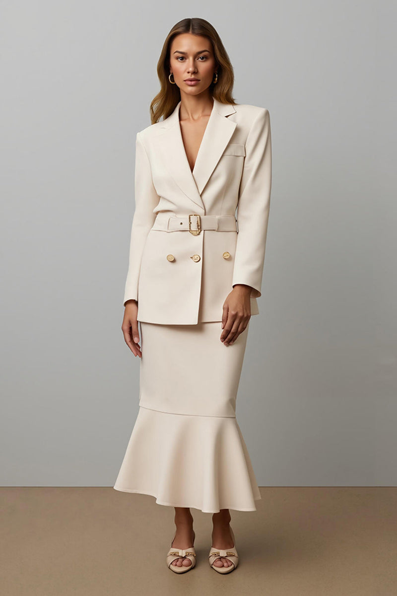 Load image into Gallery viewer, Champagne Satin Notched Lapel 2 Piece Business Suits with Belt