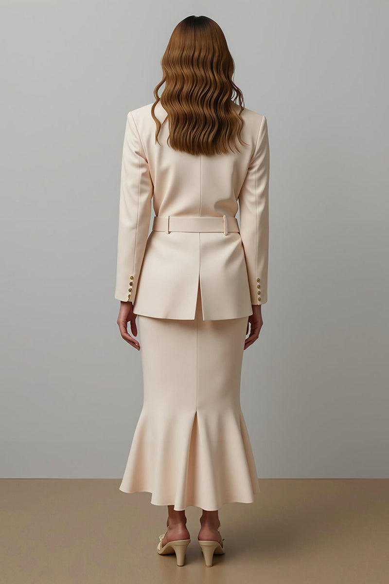 Load image into Gallery viewer, Champagne Satin Notched Lapel 2 Piece Business Suits with Belt