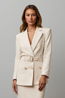 Load image into Gallery viewer, Champagne Satin Notched Lapel 2 Piece Business Suits with Belt