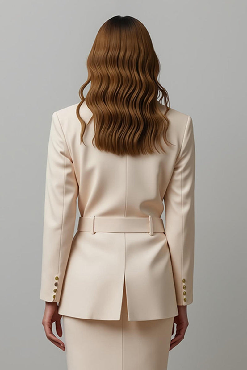 Load image into Gallery viewer, Champagne Satin Notched Lapel 2 Piece Business Suits with Belt