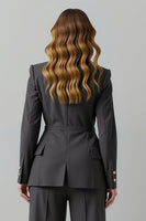 Load image into Gallery viewer, Dark Grey 2 Piece Peak Lapel Double Breasted Business Suits