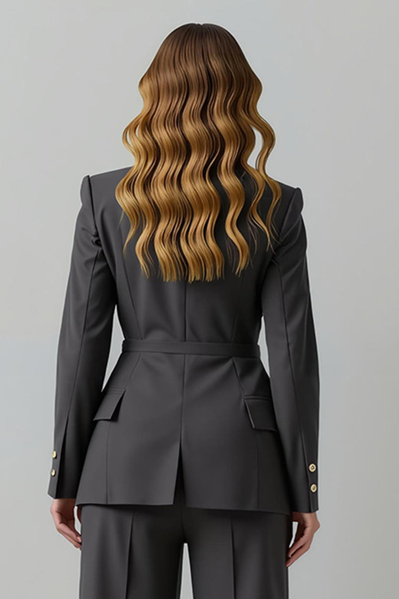 Load image into Gallery viewer, Dark Grey 2 Piece Peak Lapel Double Breasted Business Suits