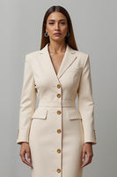 Load image into Gallery viewer, Champagne Pencil Notched Lapel Single Breasted Midi Blazer Dress