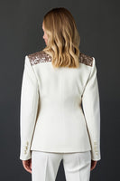 Load image into Gallery viewer, Sparkly White 2 Piece Shawl Lapel Prom Suits with Buttons