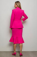 Load image into Gallery viewer, Fuchsia 2 Piece Mermaid Peak Lapel Midi Women Prom Suits with Belts