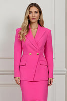 Load image into Gallery viewer, 2 Piece Fuchsia Satin Peak Lapel Mermaid Midi Women Prom Suits