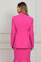 Load image into Gallery viewer, 2 Piece Fuchsia Satin Peak Lapel Mermaid Midi Women Prom Suits