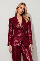 Load image into Gallery viewer, Sparkly  2 Piece Burgundy Sequins Peak Lapel Women Prom Suits