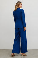 Load image into Gallery viewer, 2 Piece Dark Blue Satin Notched Lapel Business Suits with Pockets